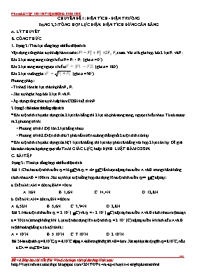 Chuyên đề Vật lý Lớp 11 - Chuyên đề 1 Điện tích - Điện trường